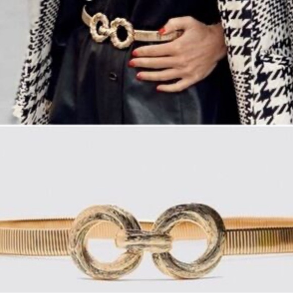 Zara Gold Stretchy Metal Belt - Picture 1 of 4